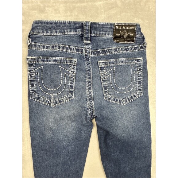True Religion Halle Jeans Women 26 Mid Rise Super Skinny Medium Wash Distressed - Picture 8 of 9